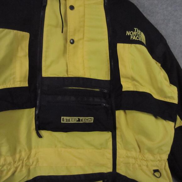 The North Face Steep Tech Jacket Mens XL Yellow Black Hooded Pullover Anorak - Picture 2 of 11